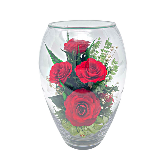 Fiora Flower | Long Lasting Real Roses in a Sealed Vase | Lasts up to 5 Years | Unique Present Gift