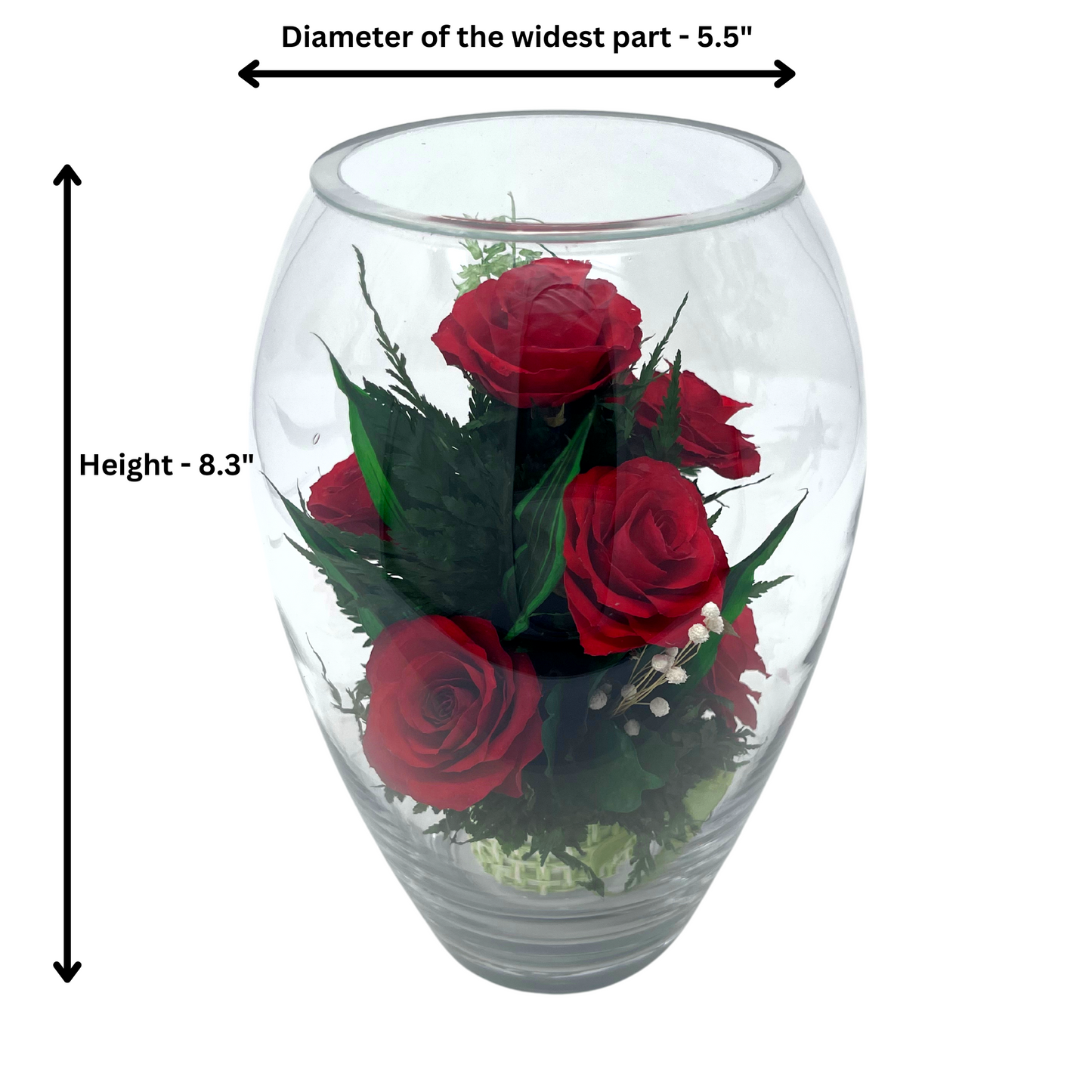 Fiora Flower | Long Lasting Real Roses in a Sealed Vase | Lasts up to 5 Years | Unique Present Gift