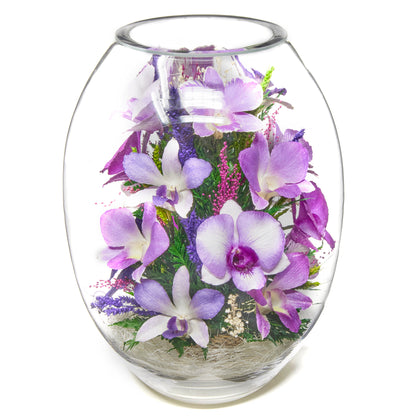 In Flores Veritas: Orchid Radiance Grand Vase - Lasts up to 5 Years - Elegant Gift for Any Occasion
