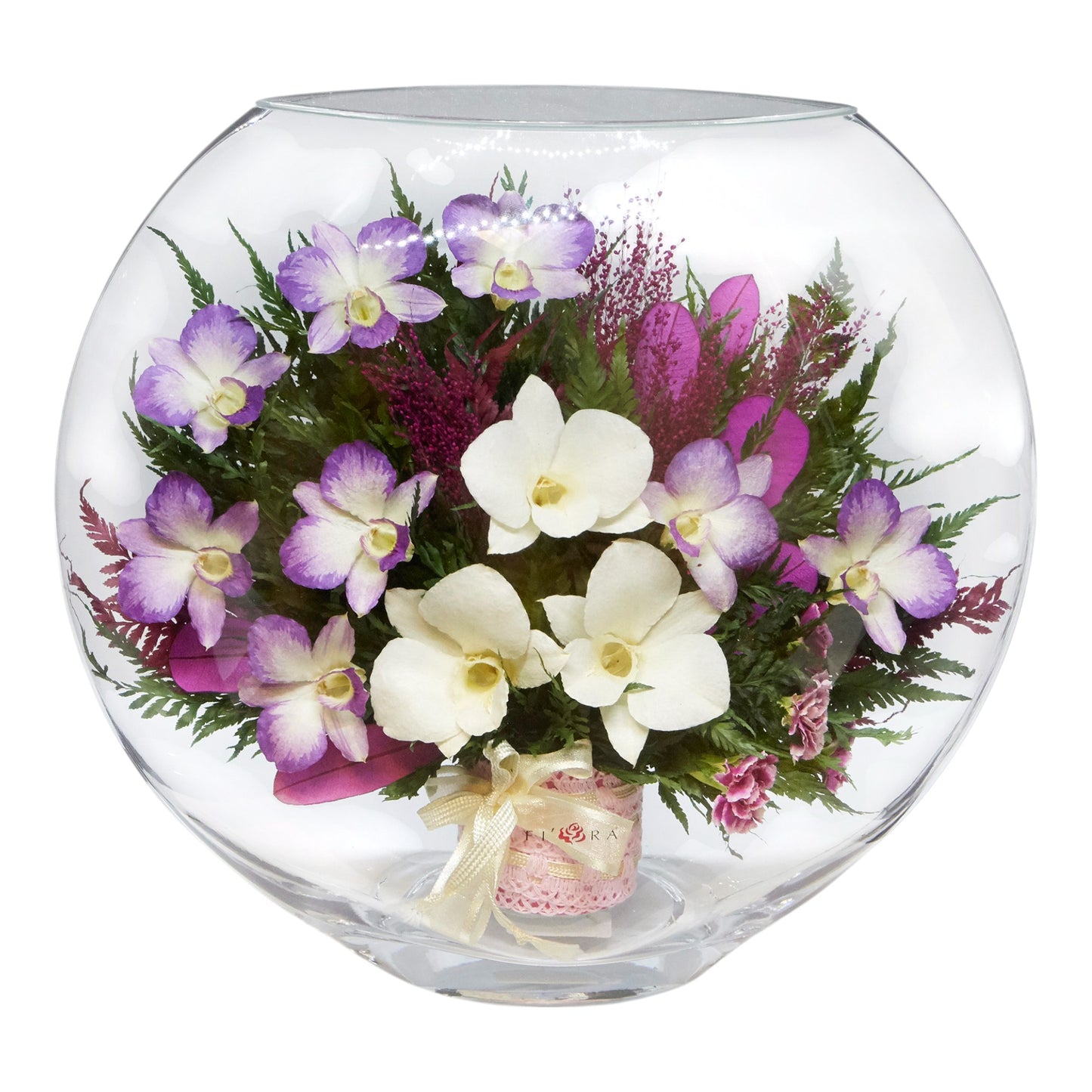 Grand Orchid Bouquet in Large Round Glass Vase