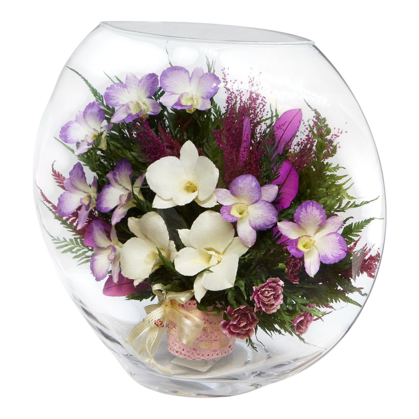 Grand Orchid Bouquet in Large Round Glass Vase
