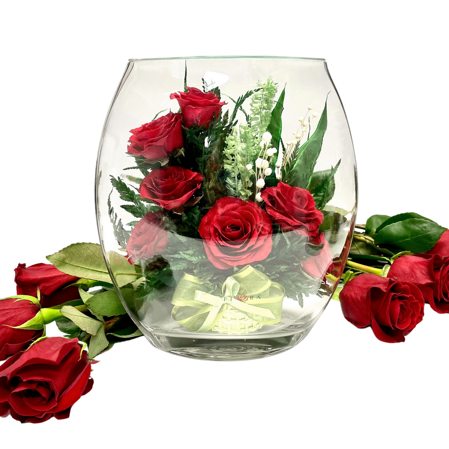 40689 Long-Lasting Red Roses in a Sealed Glass Vase