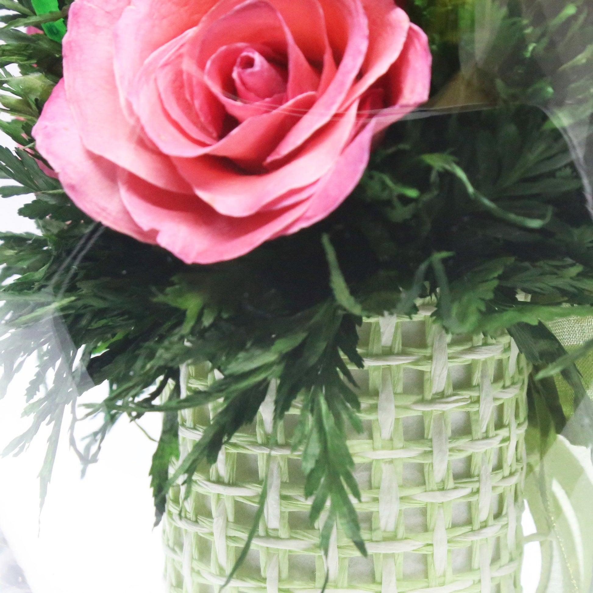 40337 Long-Lasting Pink Roses in a Elliptical Round Glass Vase - FIORA FLOWER