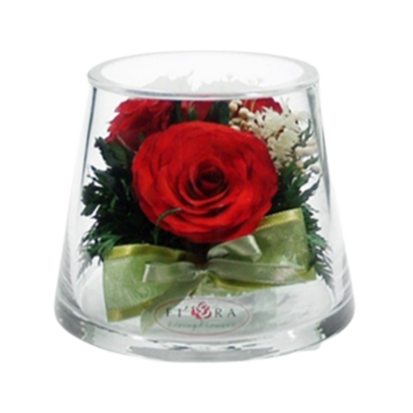 40498 Long-Lasting Red Roses in a Small Taper-Up Cylinder Glass Vase