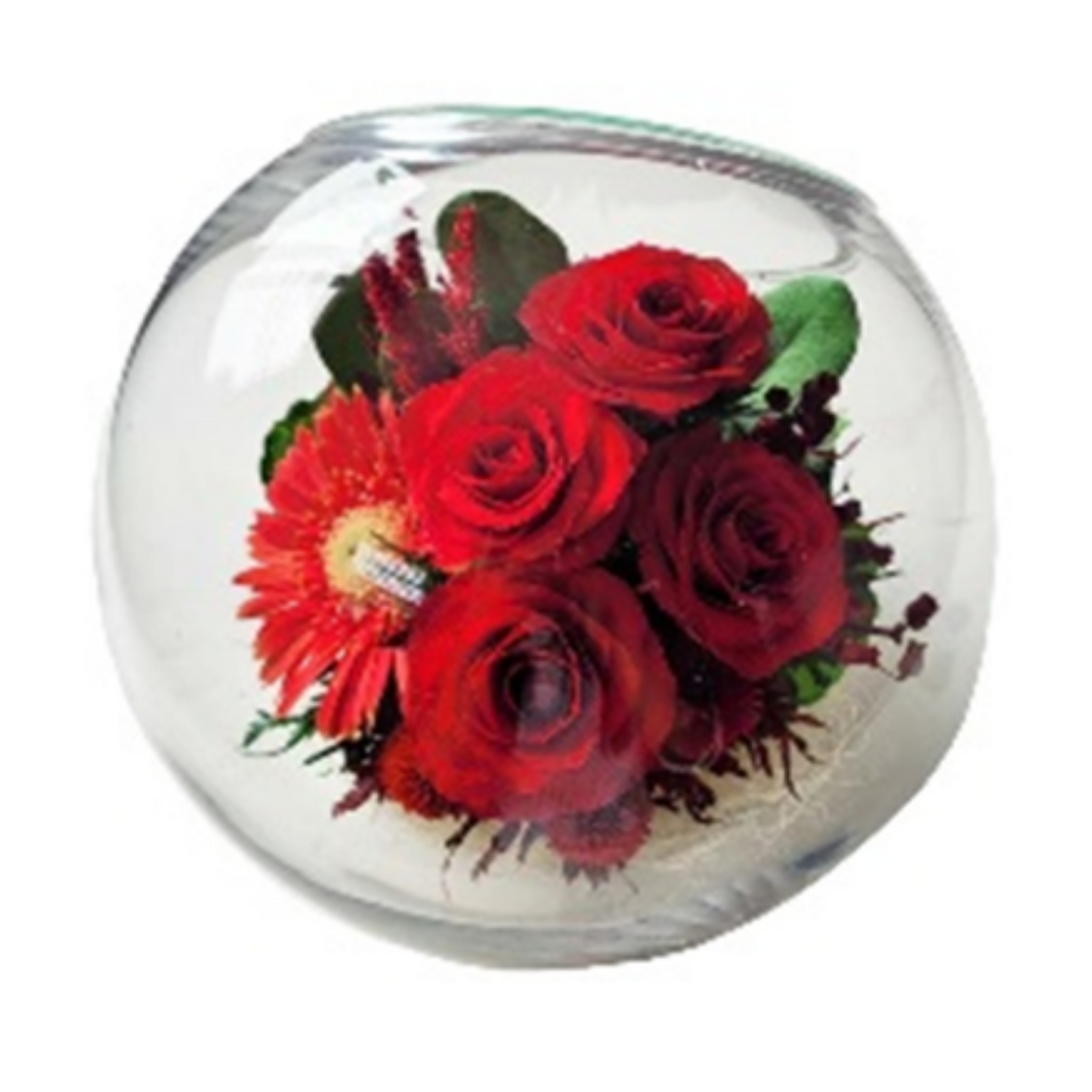 68614 Long-Lasting Roses and Gerbera in a Glass Vase