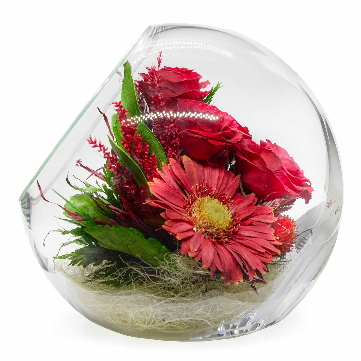 68614 Long-Lasting Roses and Gerbera in a Glass Vase