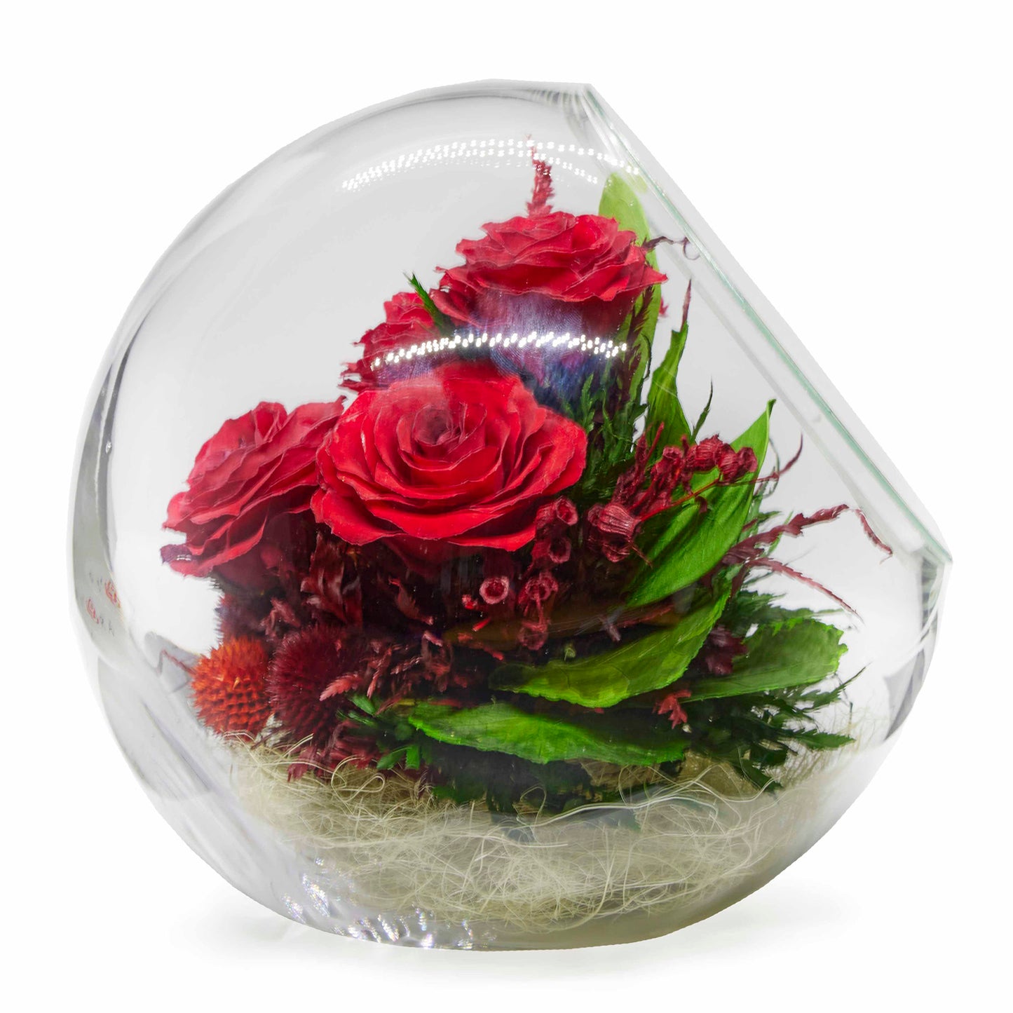 68614 Long-Lasting Roses and Gerbera in a Glass Vase