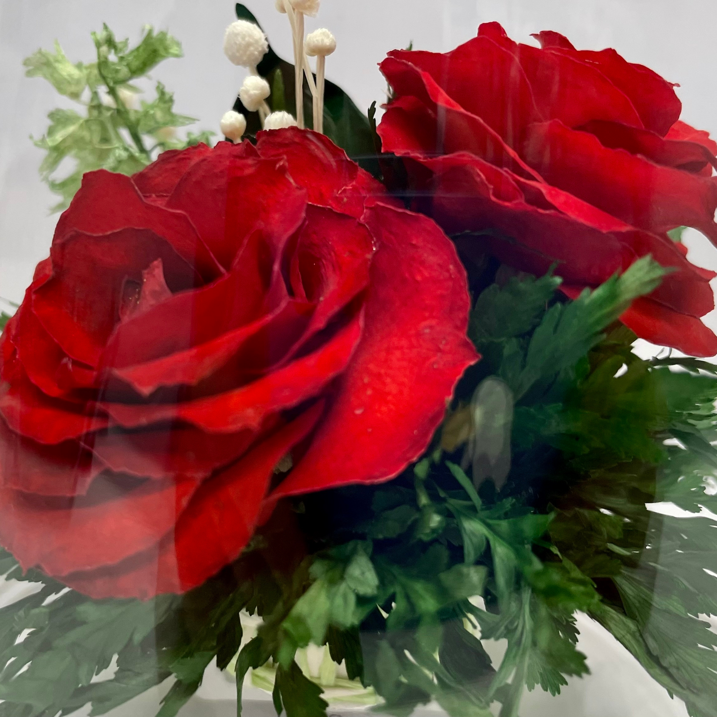 Timeless Red Roses in Taper-Up Glass Vase – Natural, Long-Lasting Elegance