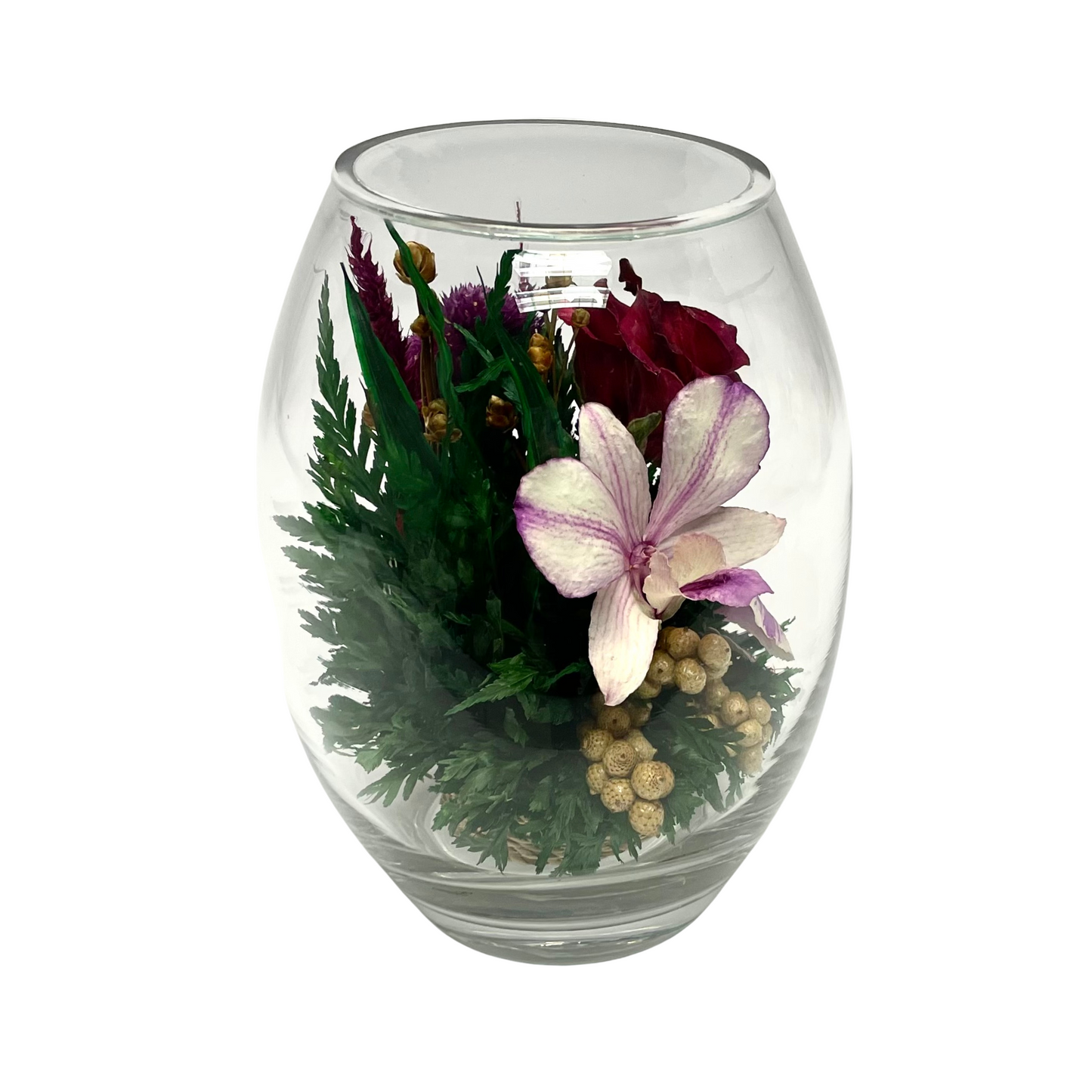 71836 Long-Lasting Roses and Orchids, in a Glass Vase
