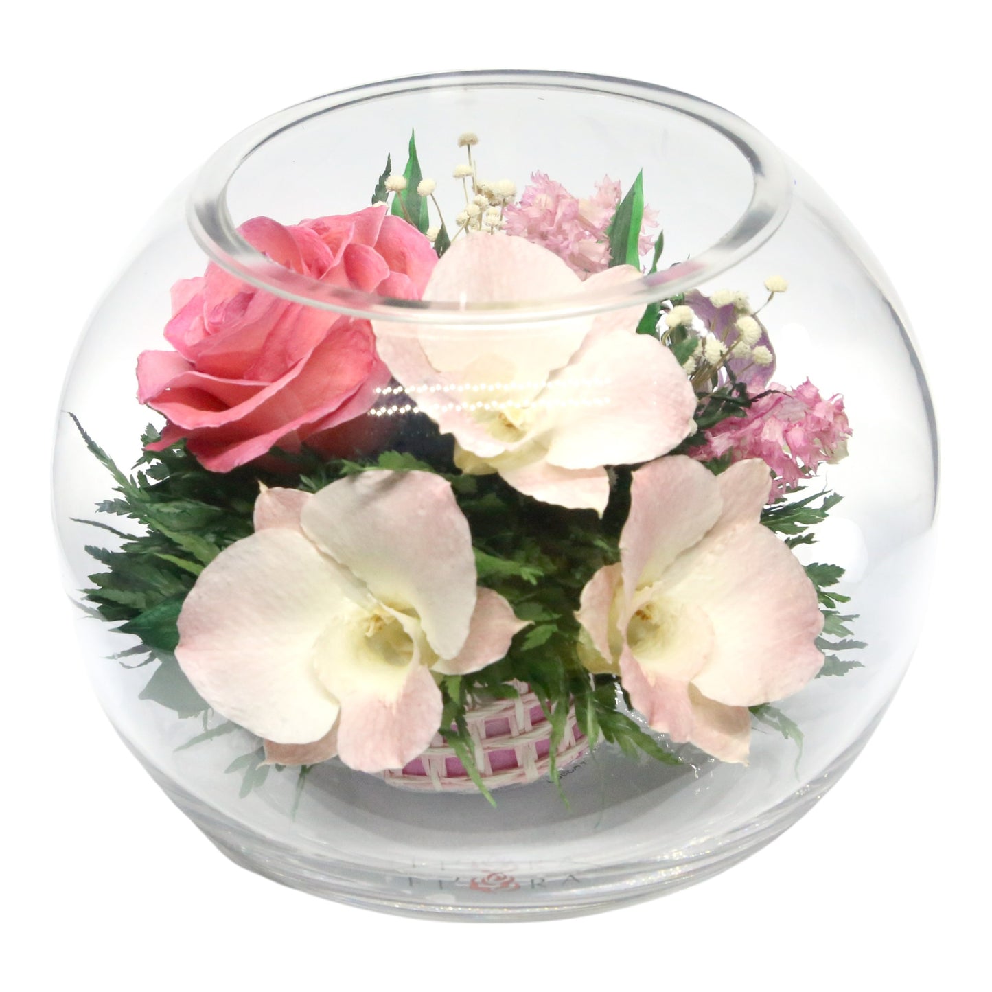 Harmony in Bloom: Eternal Pink Roses and Orchids