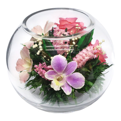 Harmony in Bloom: Eternal Pink Roses and Orchids