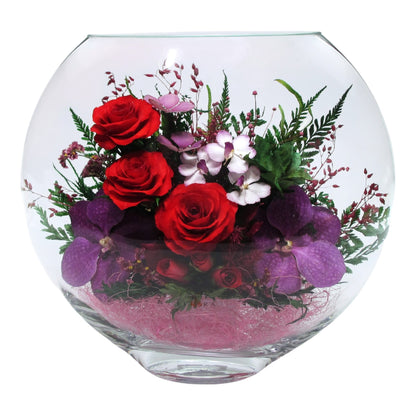 Enigma: Timeless Elegance with Premium Preserved Roses in Glass Vase – Lasts 5 Years, Perfect for Gifts and Decor