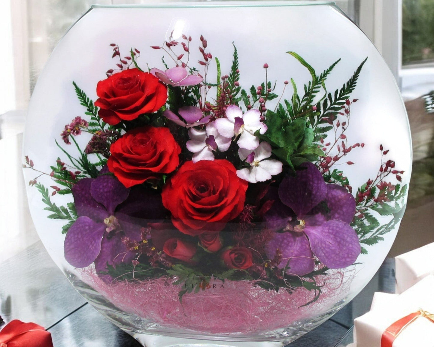 Enigma: Timeless Elegance with Premium Preserved Roses in Glass Vase – Lasts 5 Years, Perfect for Gifts and Decor