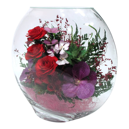 Enigma: Timeless Elegance with Premium Preserved Roses in Glass Vase – Lasts 5 Years, Perfect for Gifts and Decor