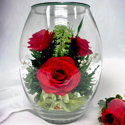 Fiora Flower | Long Lasting Real Roses in a Sealed Vase | Lasts up to 5 Years | Unique Present Gift