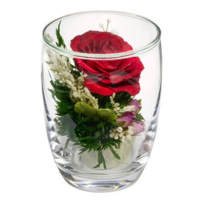 Charming Red Rose in a Small Glass Vase