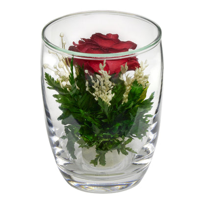 Charming Red Rose in a Small Glass Vase