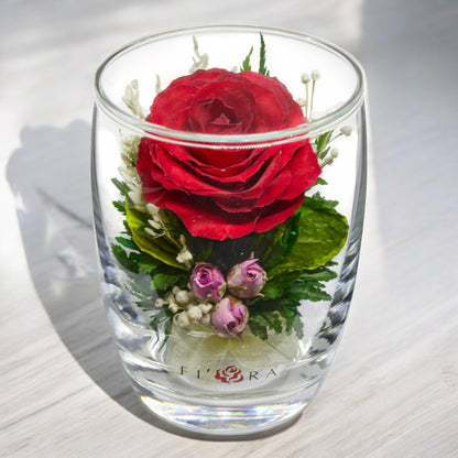 Charming Red Rose in a Small Glass Vase