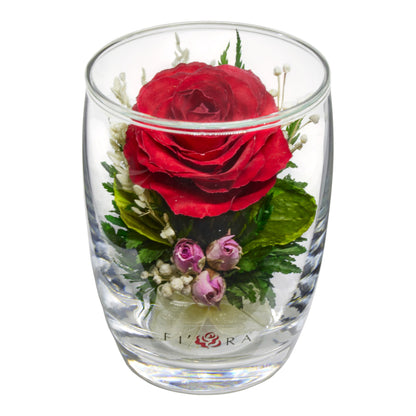 Charming Red Rose in a Small Glass Vase