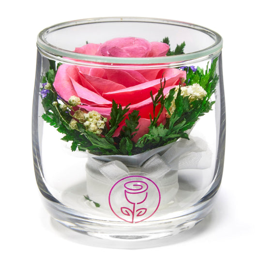 In Flores Veritas: Single Eternal Rose in Sealed Glass Vase - Lasts up to 5 Years - Unique Gift for Any Occasion