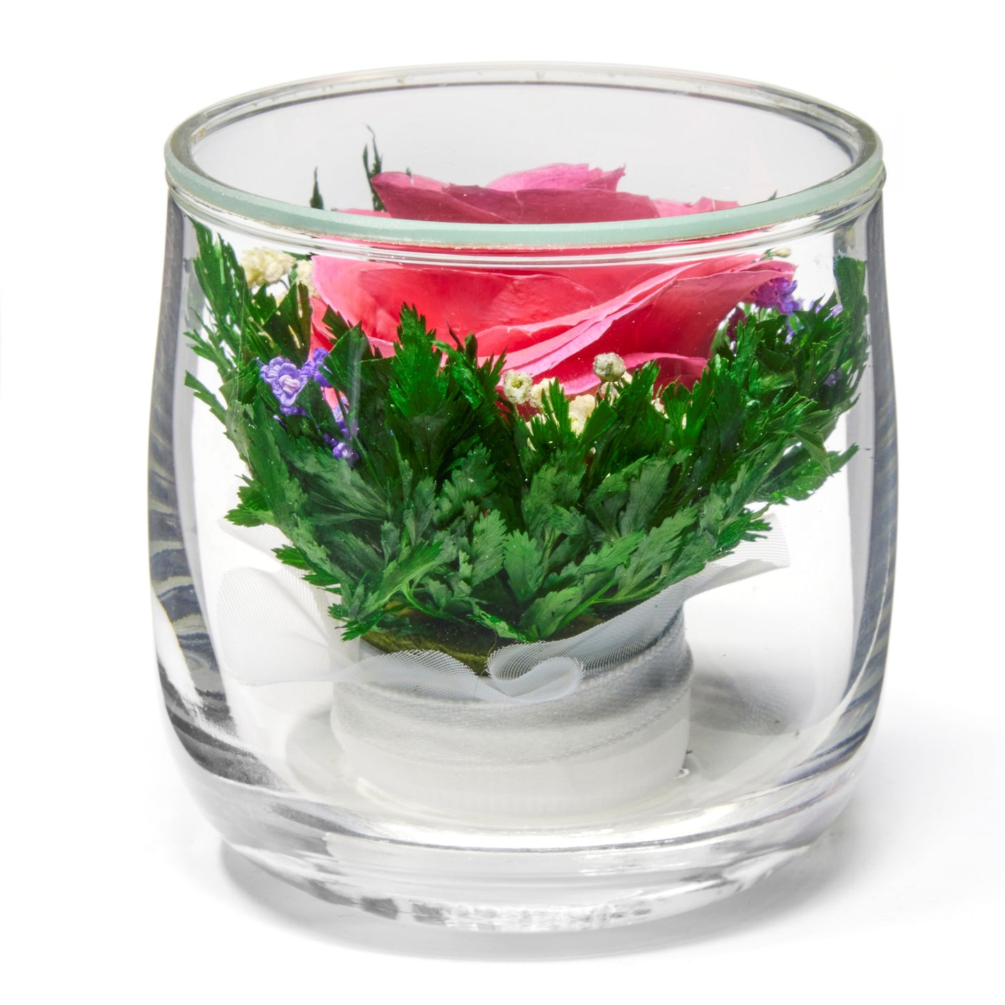 In Flores Veritas: Single Eternal Rose in Sealed Glass Vase - Lasts up to 5 Years - Unique Gift for Any Occasion