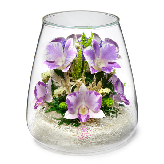 In Flores Veritas: Mystic Orchid Tower - Lasts up to 5 Years - Elegant Gift for Any Occasion