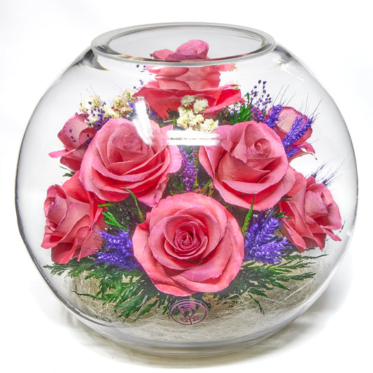 In Flores Veritas: Rose Radiance Bowl - Lasts up to 5 Years - Elegant Gift for Any Occasion