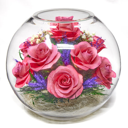 In Flores Veritas: Rose Radiance Bowl - Lasts up to 5 Years - Elegant Gift for Any Occasion