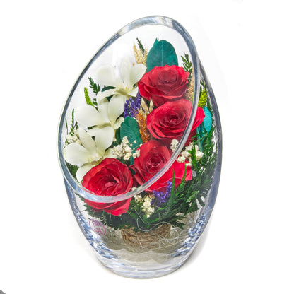 In Flores Veritas: Dynamic Harmony Tilt Rugby Vase - Lasts up to 5 Years - Elegant Gift for Any Occasion