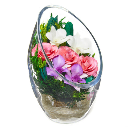 In Flores Veritas: Layered Harmony Tilt Rugby Vase - Lasts up to 5 Years - Elegant Gift for Any Occasion