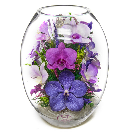 In Flores Veritas: Orchid Radiance Grand Vase - Lasts up to 5 Years - Elegant Gift for Any Occasion