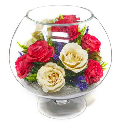 In Flores Veritas: Rose Elegance Wine Glass Vase - Lasts up to 5 Years - Elegant Gift for Any Occasion