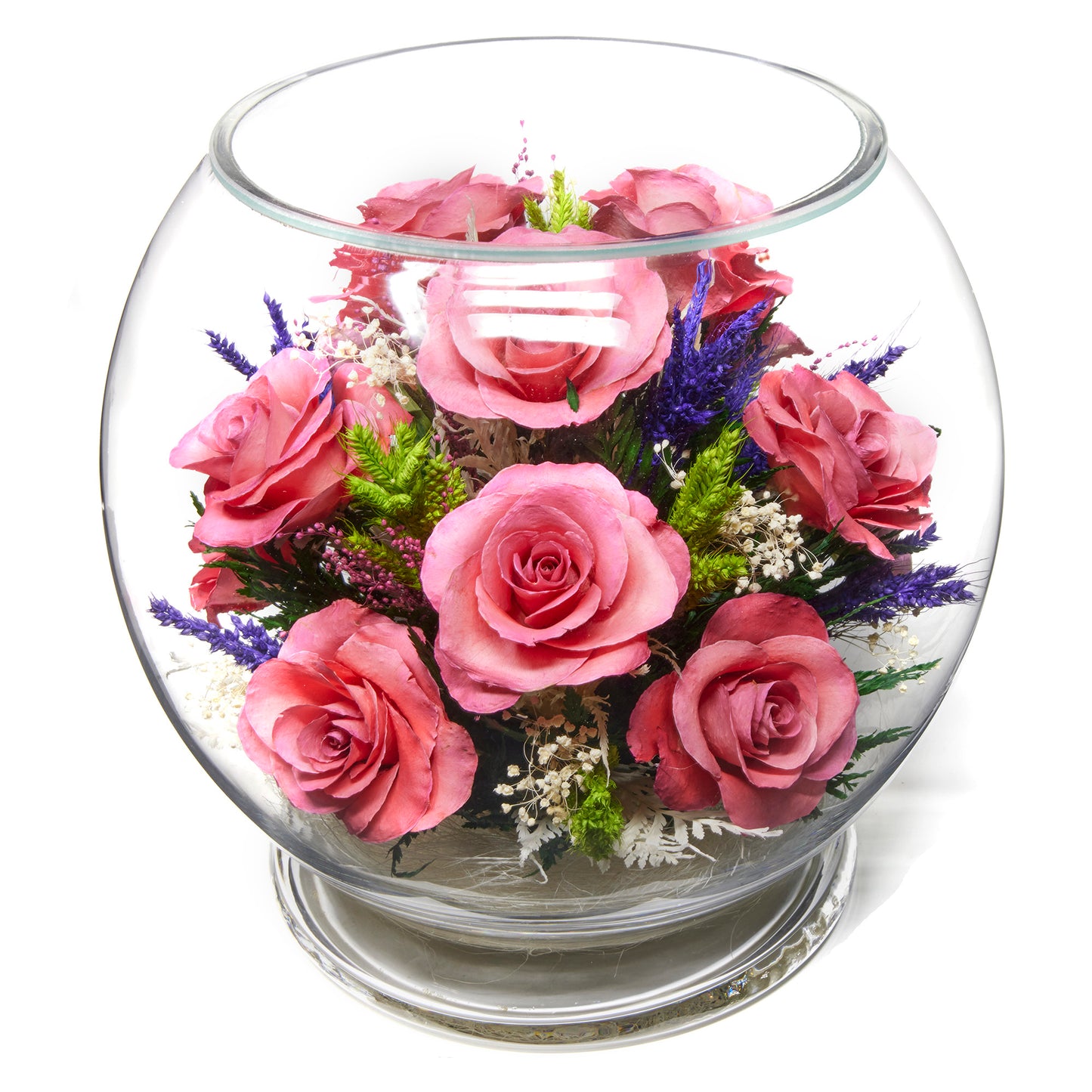 In Flores Veritas: Pink Petal Pedestal Bowl - Lasts up to 5 Years - Elegant Gift for Any Occasion