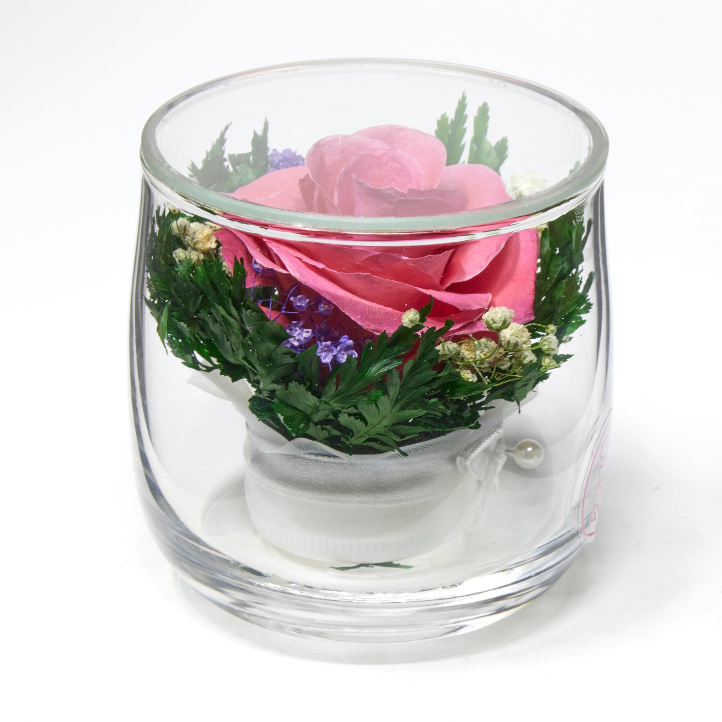 In Flores Veritas: Single Eternal Rose in Sealed Glass Vase - Lasts up to 5 Years - Unique Gift for Any Occasion