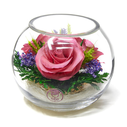 In Flores Veritas: Trio of Eternal Roses in Bowl-like Vase - Lasts up to 5 Years - Elegant Gift for Any Occasion