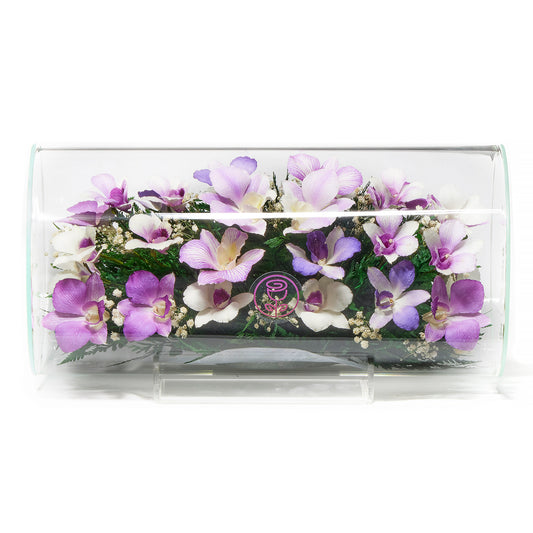 In Flores Veritas: Orchid Elegance Horizontal Tube Vase - Lasts up to 5 Years - Elegant Gift for Any Occasion