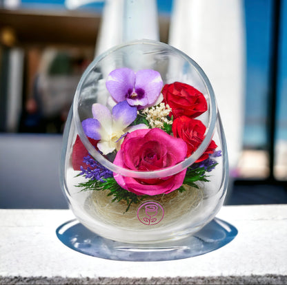 In Flores Veritas: Modern Slide Vase Ensemble - Lasts up to 5 Years - Elegant Gift for Any Occasion