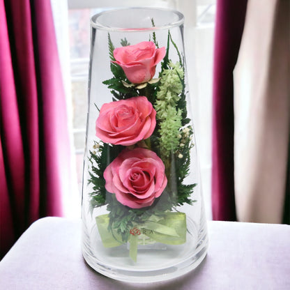 Rouge Elegance: Preserved Pink Roses
