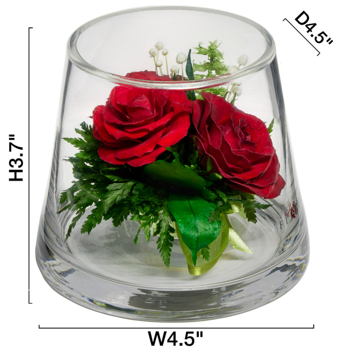 Timeless Red Roses in Taper-Up Glass Vase – Natural, Long-Lasting Elegance