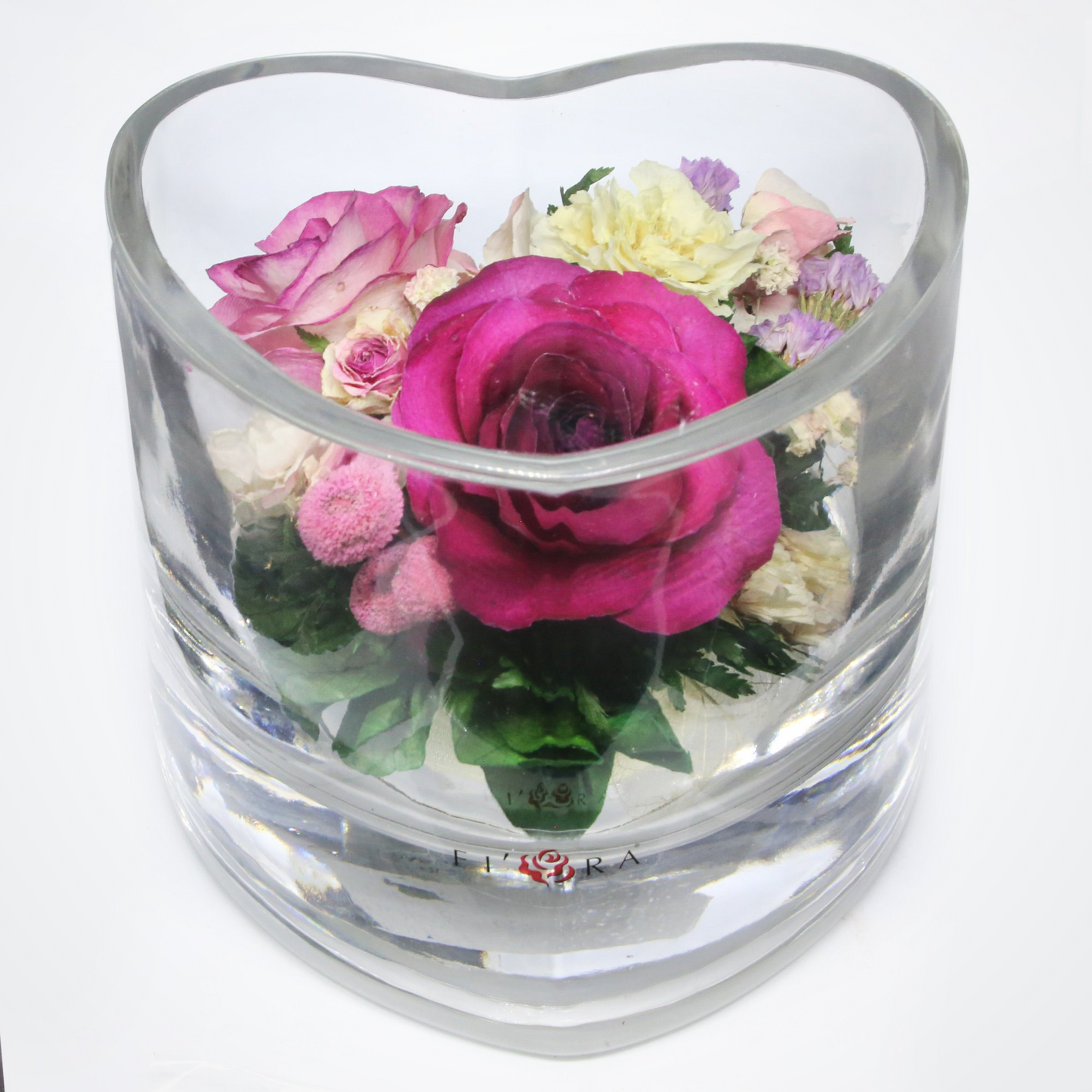 60168 Long-Lasting Roses in a Heart-Shaped Vase