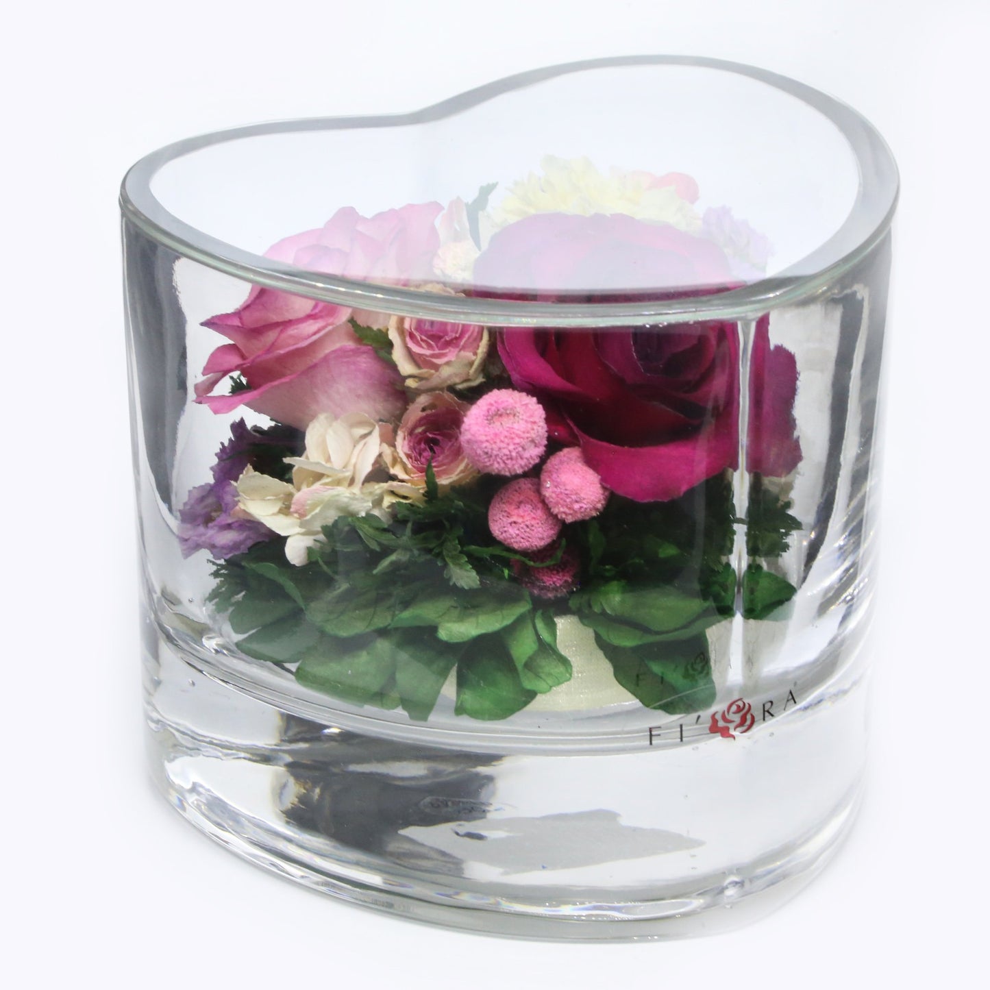 60168 Long-Lasting Roses in a Heart-Shaped Vase - FIORA FLOWER