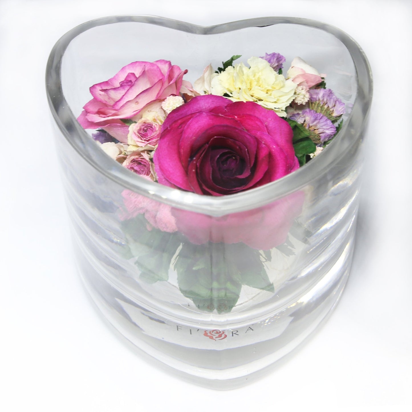 60168 Long-Lasting Roses in a Heart-Shaped Vase - FIORA FLOWER