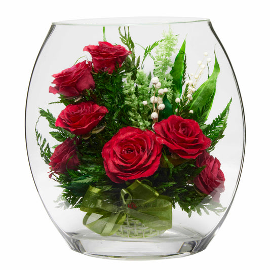 40689 Long-Lasting Red Roses in a Sealed Glass Vase