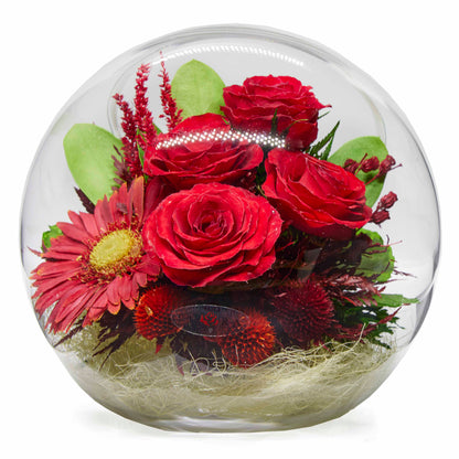 68614 Long-Lasting Roses and Gerbera in a Glass Vase