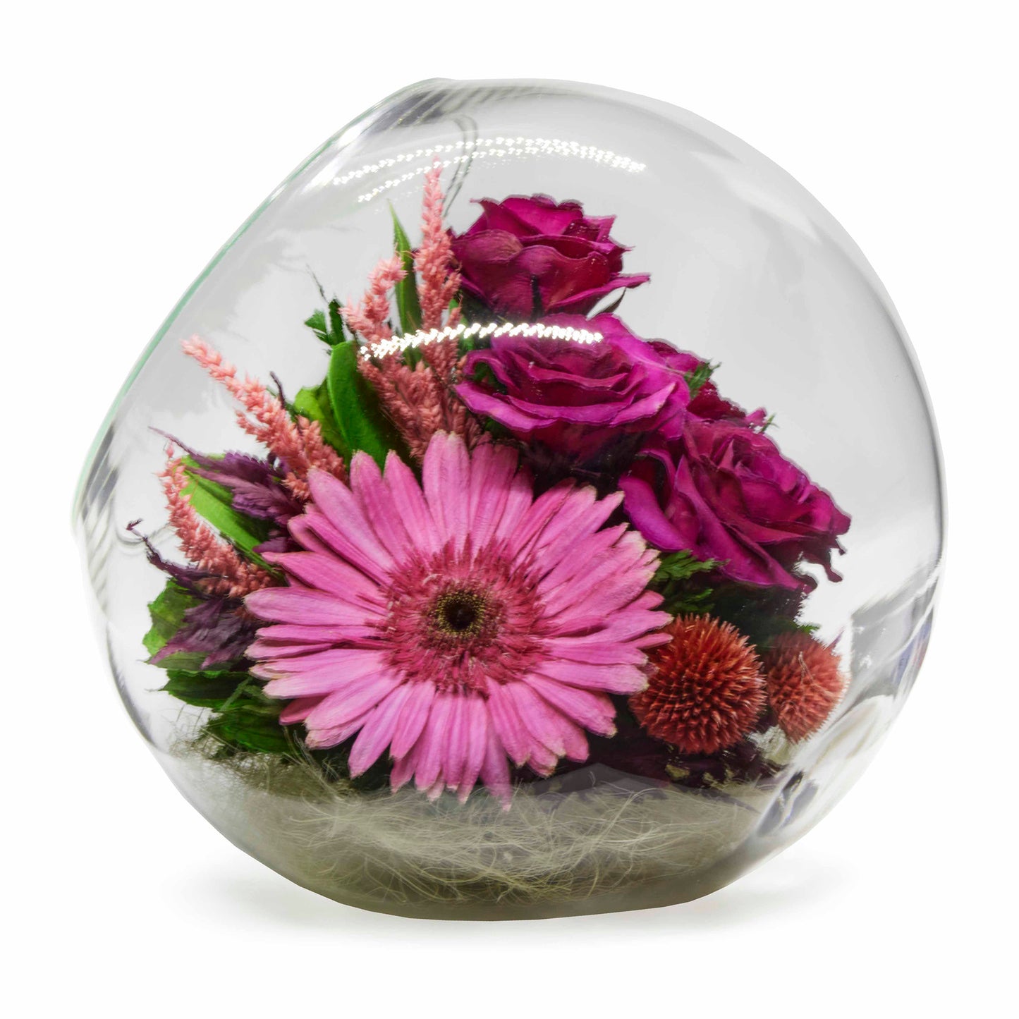 69253 Long-Lasting Roses and Gerbera in a Glass Vase