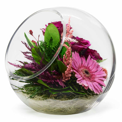 69253 Long-Lasting Roses and Gerbera in a Glass Vase