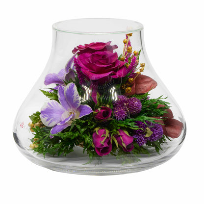 71829 Long-Lasting Roses and Orchids in a Glass Vase