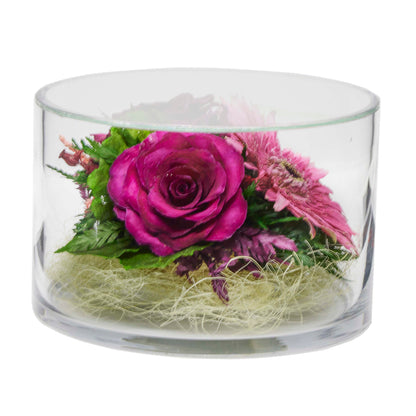 69116 Long-Lasting Rose and Gerbera in a Glass Vase