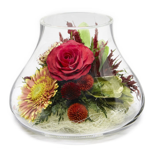 67679 Long-Lasting Rose and Gerbera in a Glass Vase - FIORA FLOWER