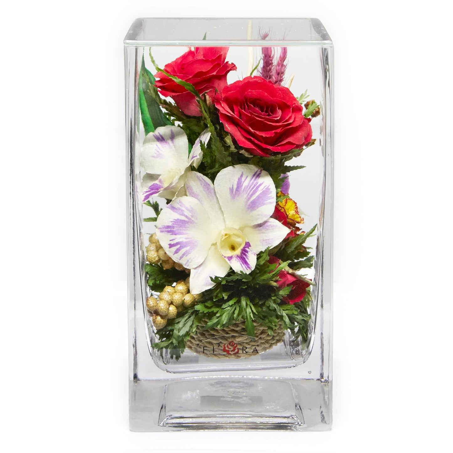 60700 Long-Lasting Roses and Orchids in a Tube Vase